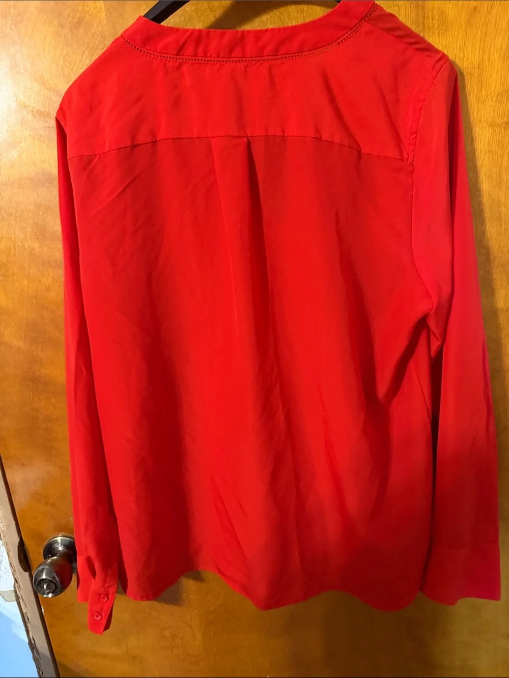J. Crew Red V-Neck Long-Sleeve Blouse